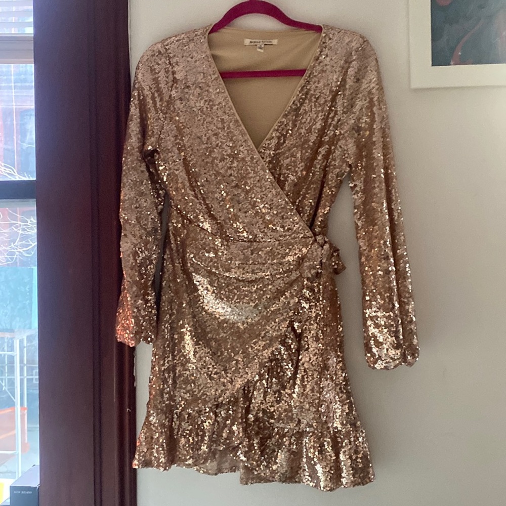 Sequin Wrap Mini Dress